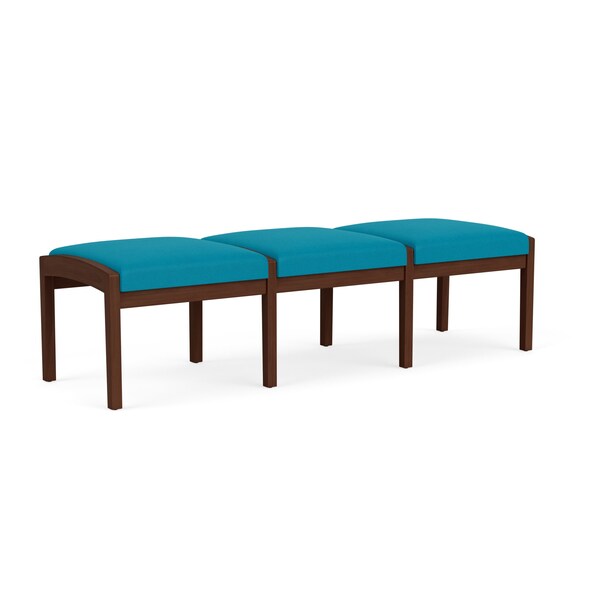 Lesro Lenox Wood 3 Seat Bench Wood Frame, Walnut, OH Waterfall Upholstery LW3001 - main